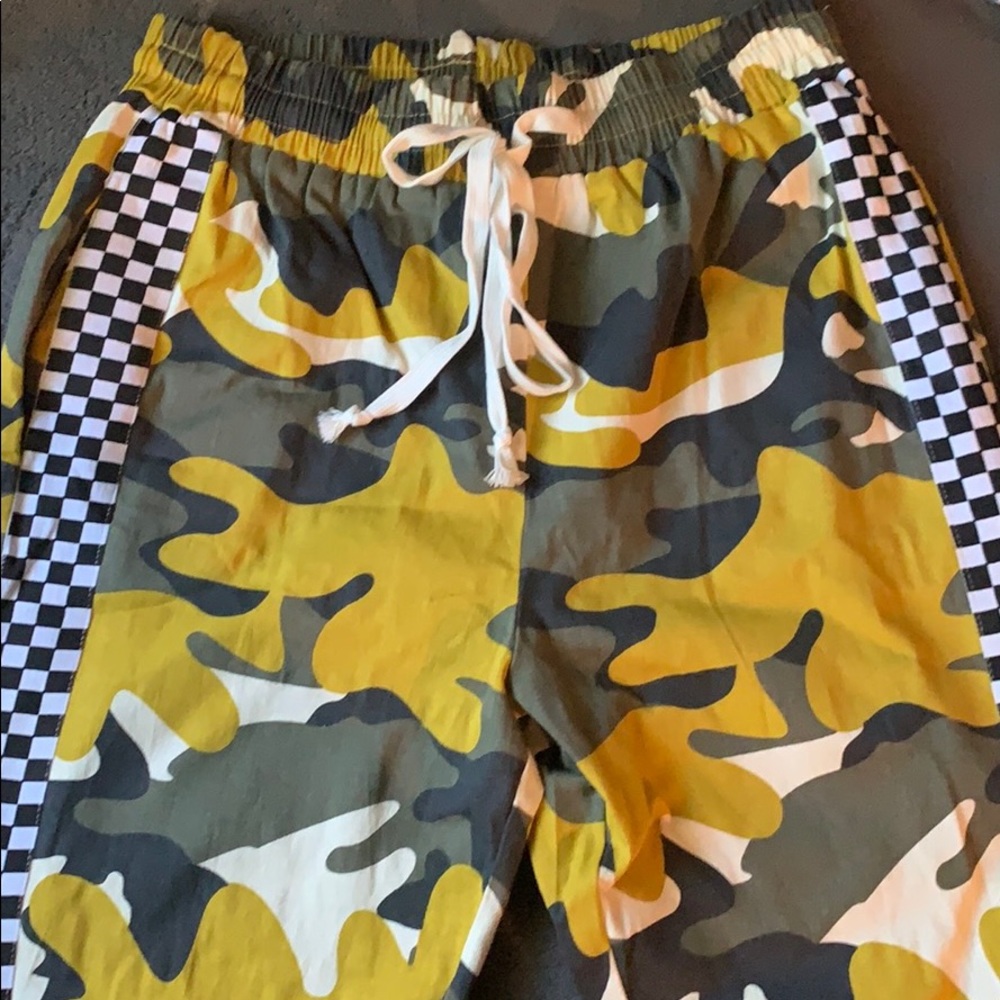Yellow Camouflage/CheckerBoard Joggers